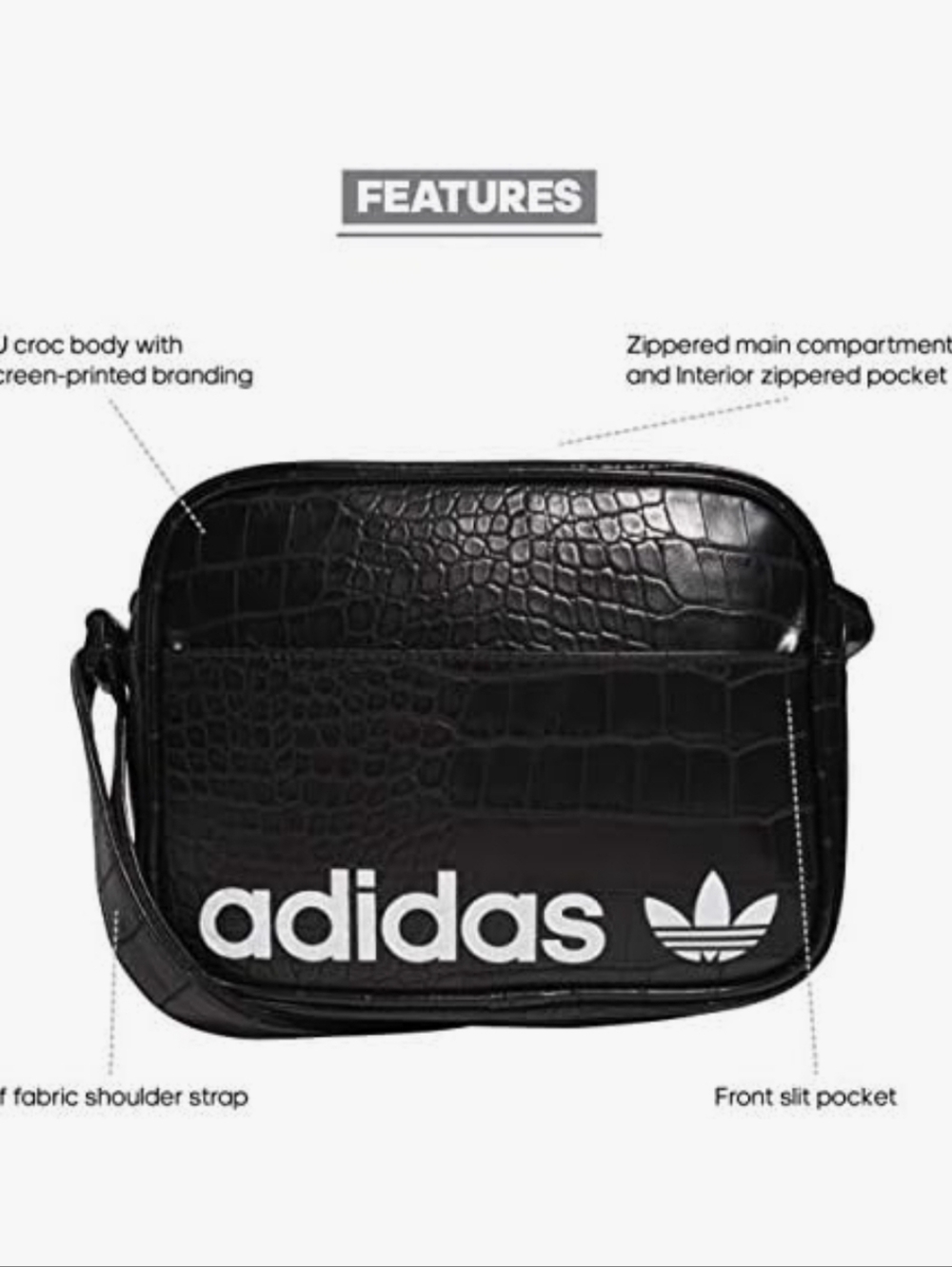 Adidas Originals Airliner Tote Bag- Black Croc/White - Picture 4 of 14